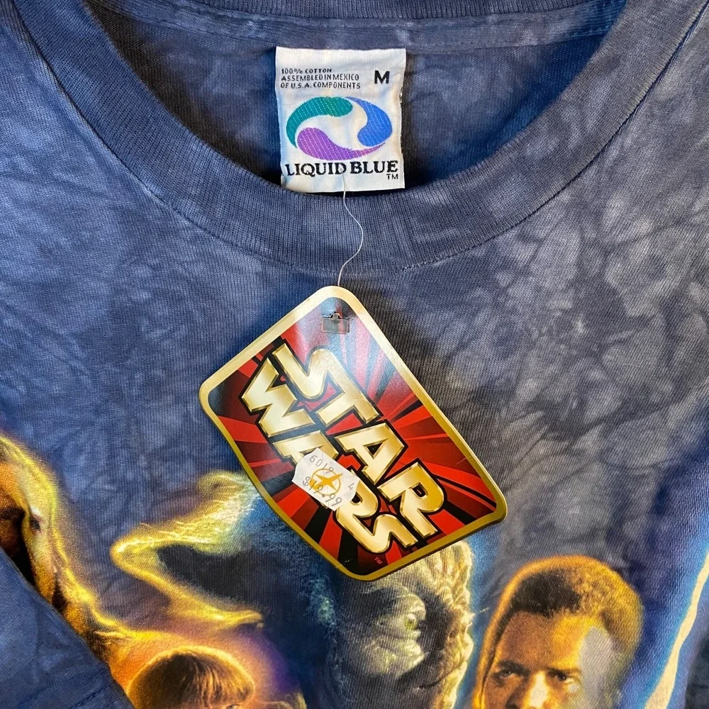 Vintage 1999 Liquid Blue Star Wars Episode 1 Jedi Council Tie Dye Shirt M NWT